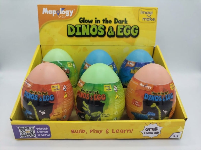 Imagimake Glow in the Dark Dinos & Egg | Build, Play & Learn Dinosaur Toy