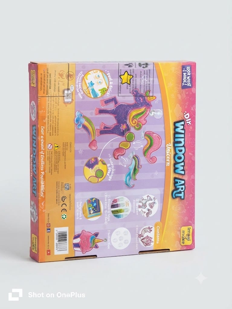 Imagi Make DIY Window Art Unicorn – 16-Piece Suncatcher Craft Kit for Kids
