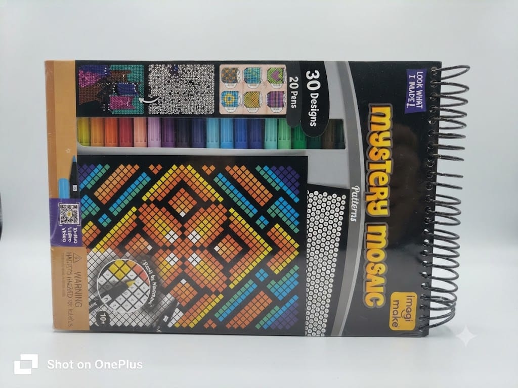 Imagi Make Mystery Mosaic Patterns – 30-Design Activity Book with 20 Pens