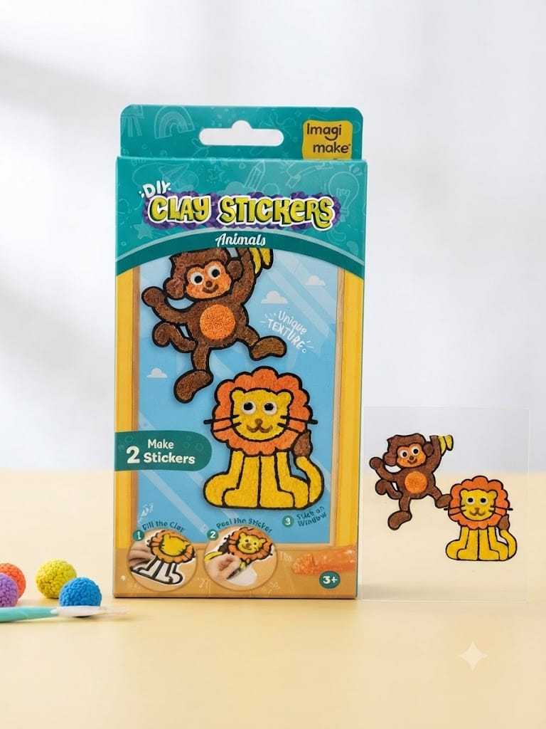 DIY Clay Stickers – Animals Craft Kit (Make 2 Textured Stickers)