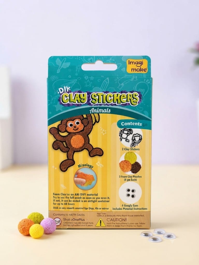 DIY Clay Stickers – Animals Craft Kit (Make 2 Textured Stickers)