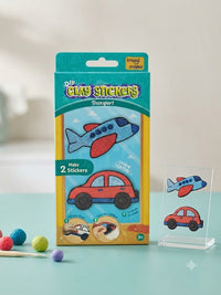 Imagimake DIY Clay Stickers – Transport Theme | Air-Dry Foam Clay Craft Kit for Kids (Ages 3+)