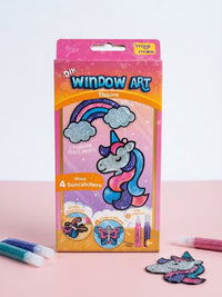 Imagimake DIY Window Art – Unicorn Theme | Glitter Glass Paint & Suncatcher Craft Kit for Kids (Ages 5+)