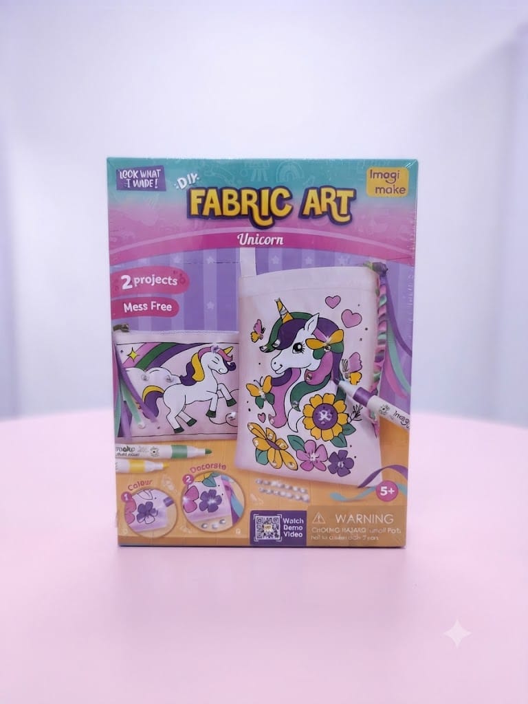 Imagimake DIY Fabric Art – Unicorn Theme | Mess-Free Fabric Coloring & Craft Kit for Kids (Ages 5+)