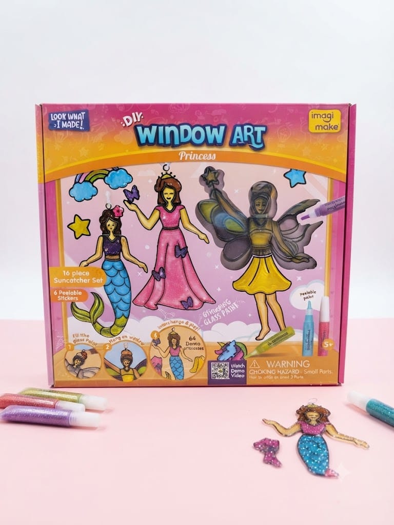 Imagimake DIY Window Art – Princess Theme | Glitter Glass Paint & Suncatcher Craft Kit for Kids (Ages 5+)
