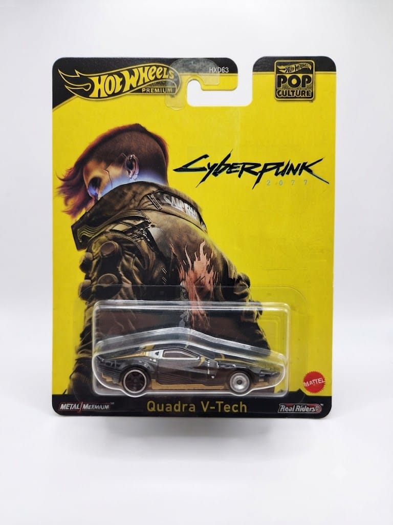 Hot Wheels Premium Pop Culture – Cyberpunk 2077 Quadra V-Tech | 1:64 Scale Die-Cast Collectible Car with Real Riders