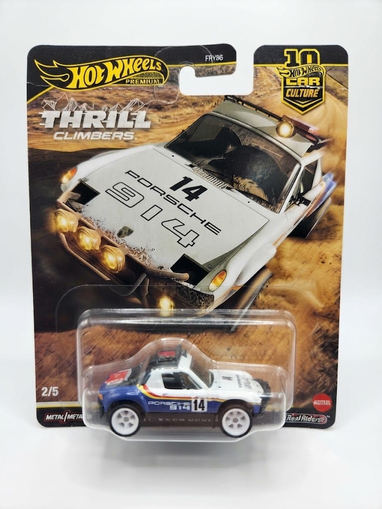 Hot Wheels Premium Car Culture – Thrill Climbers Porsche 914 | 1:64 Scale Die-Cast Rally Car (2/5) with Real Riders