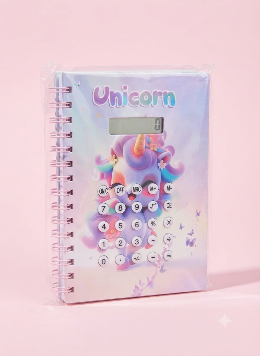 Magical Unicorn Calculator Spiral Notebook | Cute Stationery & Diary for Kids and Teens