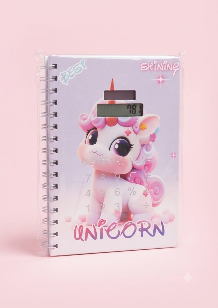 Best Shining Unicorn Calculator Spiral Notebook | Cute Stationery & Diary