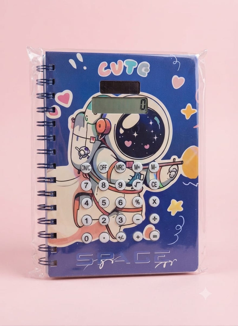 Cute Space Astronaut Calculator Spiral Notebook | Outer Space Stationery & Diary