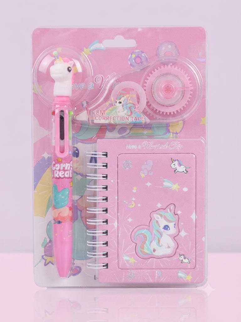 Undersea World 3-in-1 Theme Stationery Gift Set | Spiral Notebook, Pen & 8M Correction Tape
