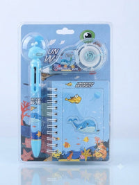 Undersea World 3-in-1 Theme Stationery Gift Set | Spiral Notebook, Pen & 8M Correction Tape