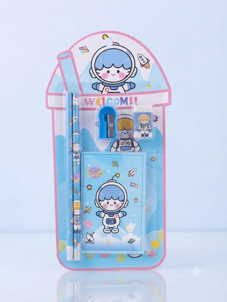 Space Astronaut Theme Cup-Shaped Stationery Gift Set | School Supplies Combo