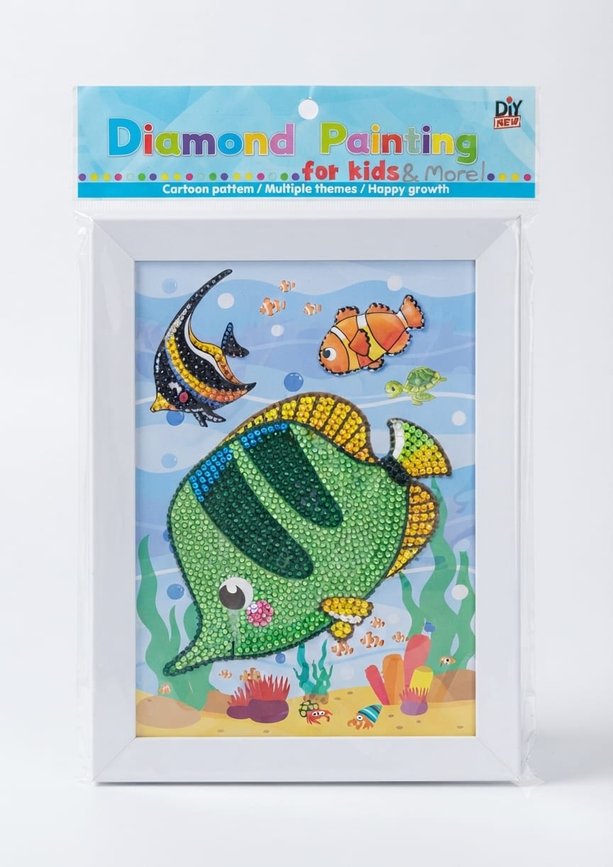 Framed Kids' DIY Diamond Painting Art Kit | Cartoon Pattern Gem Painting Set