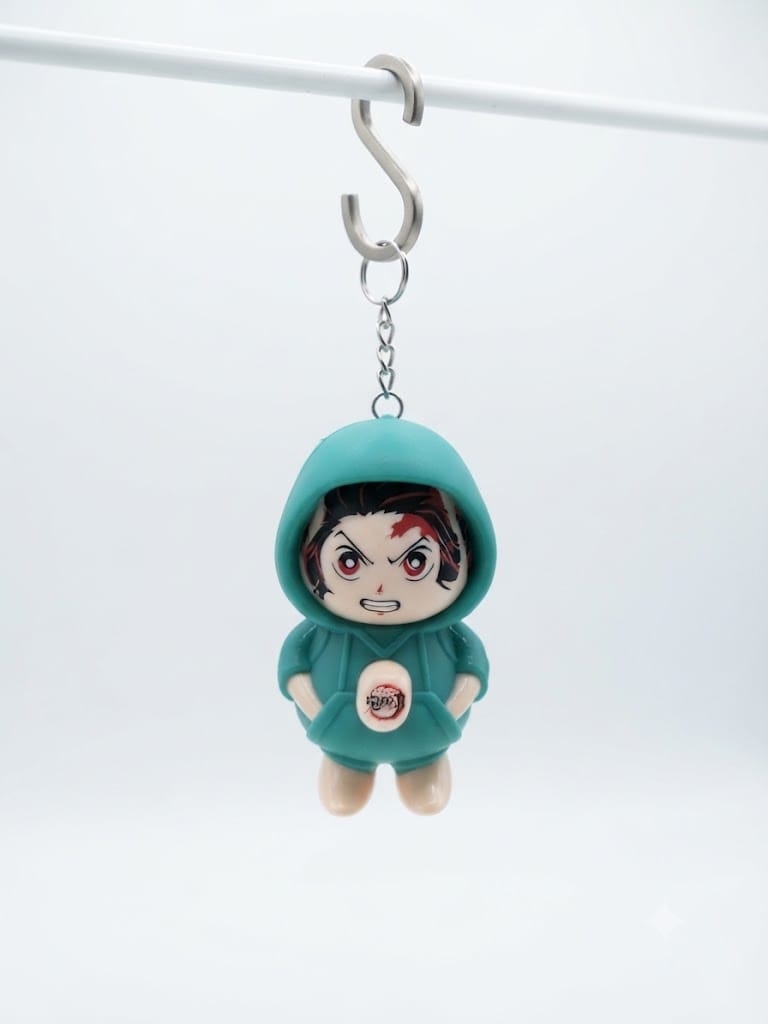 Anime Hero Hooded Figure Keychain – Teal