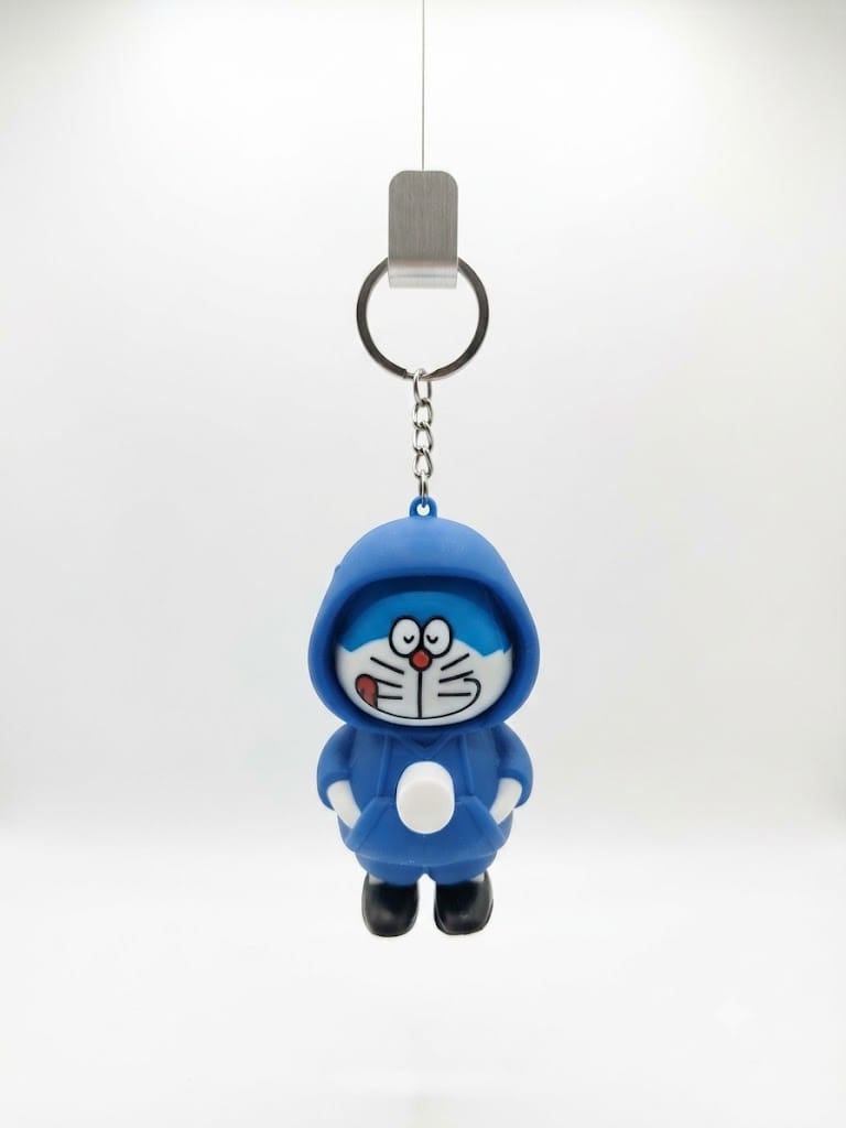 Blue Robot Cat Hooded Figure Keychain – Blue & Whit