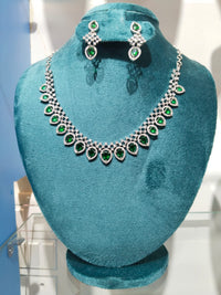 Glamorous American Diamond & Teardrop Stone Necklace Set
