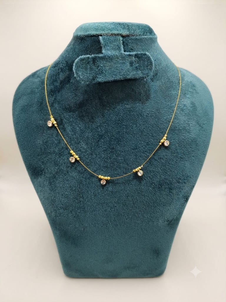 Delicate Multi-Stone Station Gold Collar Necklace – Station Charm Choker