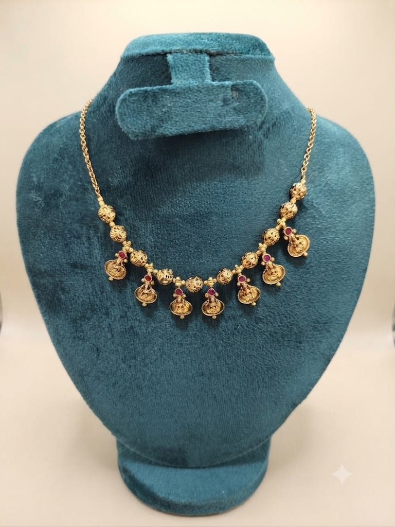 Heritage Lakshmi Coin & Beaded Gold Necklace – Temple Kasu Mala Collection
