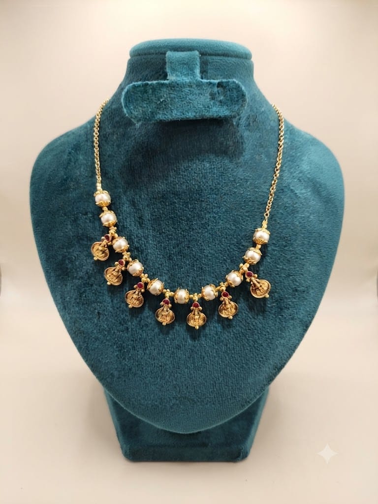 Heritage Lakshmi Coin & Beaded Gold Necklace – Temple Kasu Mala Collection