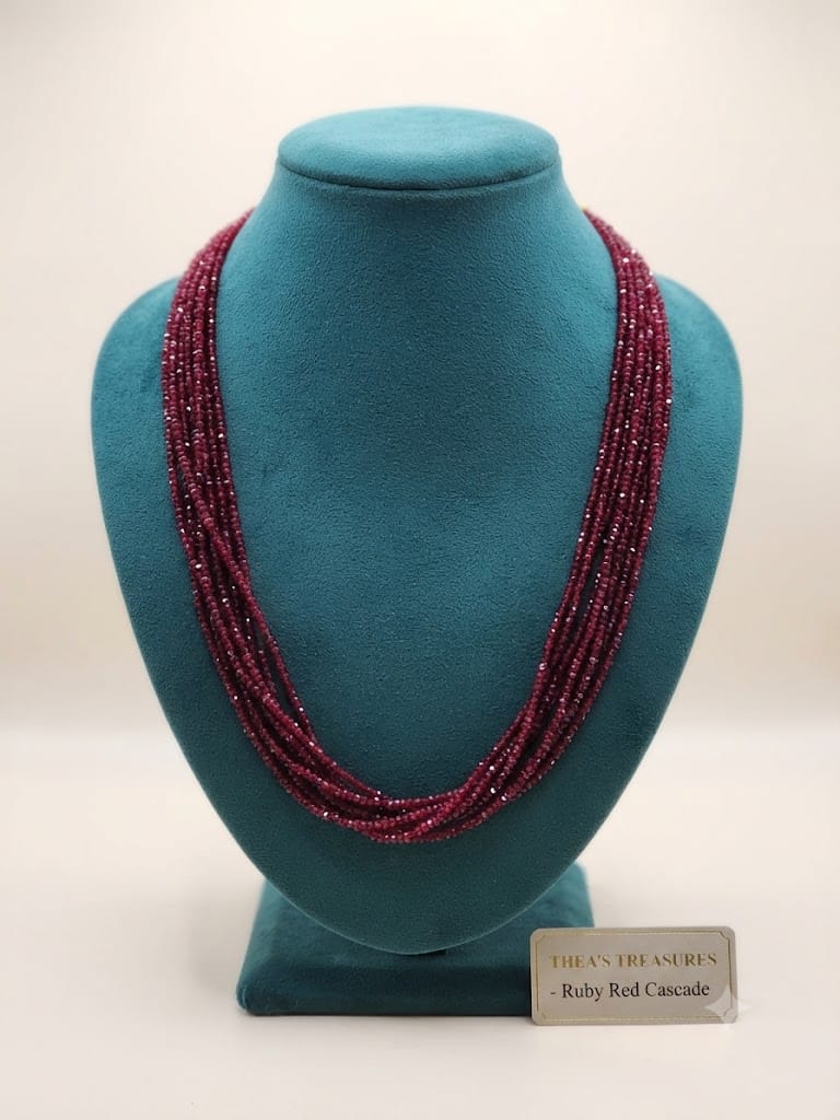 THEA'S TREASURES Multi-Strand Gemstone & Pearl Cascade Layered Necklace