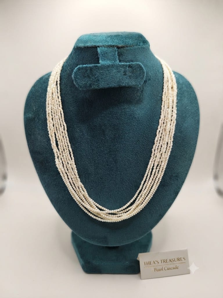THEA'S TREASURES Multi-Strand Gemstone & Pearl Cascade Layered Necklace