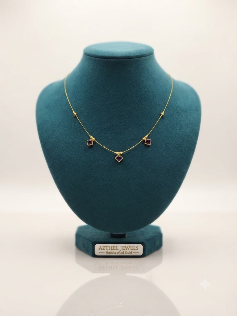 Delicate Multi-Stone Station Gold Collar Necklace – Station Charm Choker