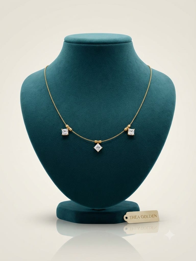 Delicate Multi-Stone Station Gold Collar Necklace – Station Charm Choker