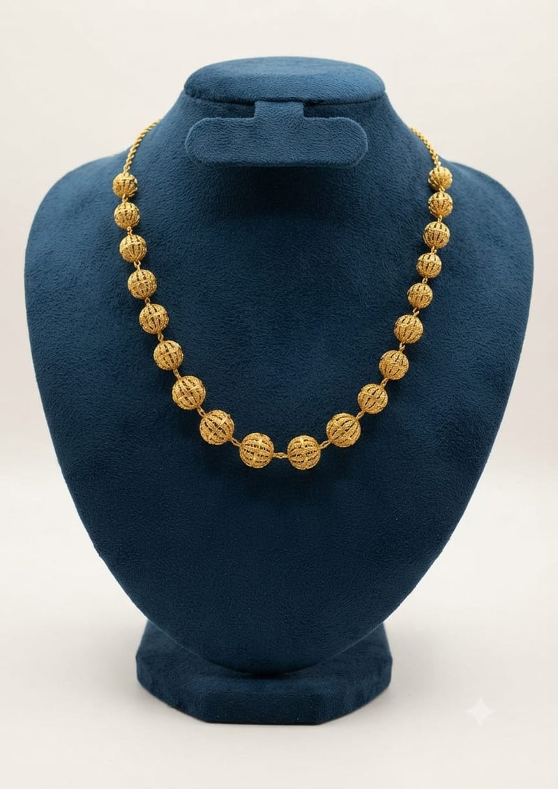 Traditional Gold-Plated Filigree Mesh Ball Chain Necklace (Mani Mala)