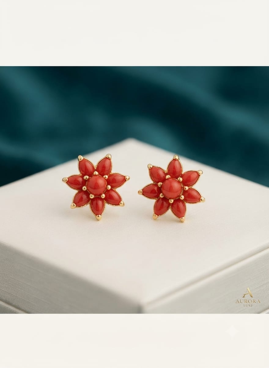 Aurora Luxe Floral Stud Earrings – Pearl & Gemstone Collection