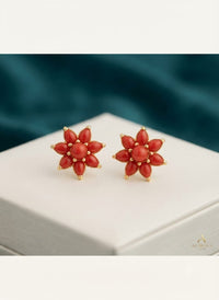 Aurora Luxe Floral Stud Earrings – Pearl & Gemstone Collection