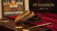 Antique Gold-Plated Emerald & Ruby Studded Bangle Set (Set of 2)