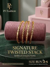 PF Fashion Signature Twisted Stack CZ Gold-Plated Bangle Set (Set of 4)