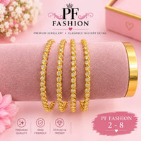 PF Fashion Signature Twisted Stack CZ Gold-Plated Bangle Set (Set of 4)