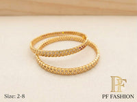 PF Fashion Sleek Dual-Row CZ Bangle Set with Ruby Pink Stone Accents