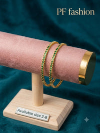 PF Fashion Green Gem Eternity Gold-Plated Bangle Pair