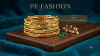 PF Fashion Premium Kundan Churri Gold-Plated Bangle Set (Set of 4)