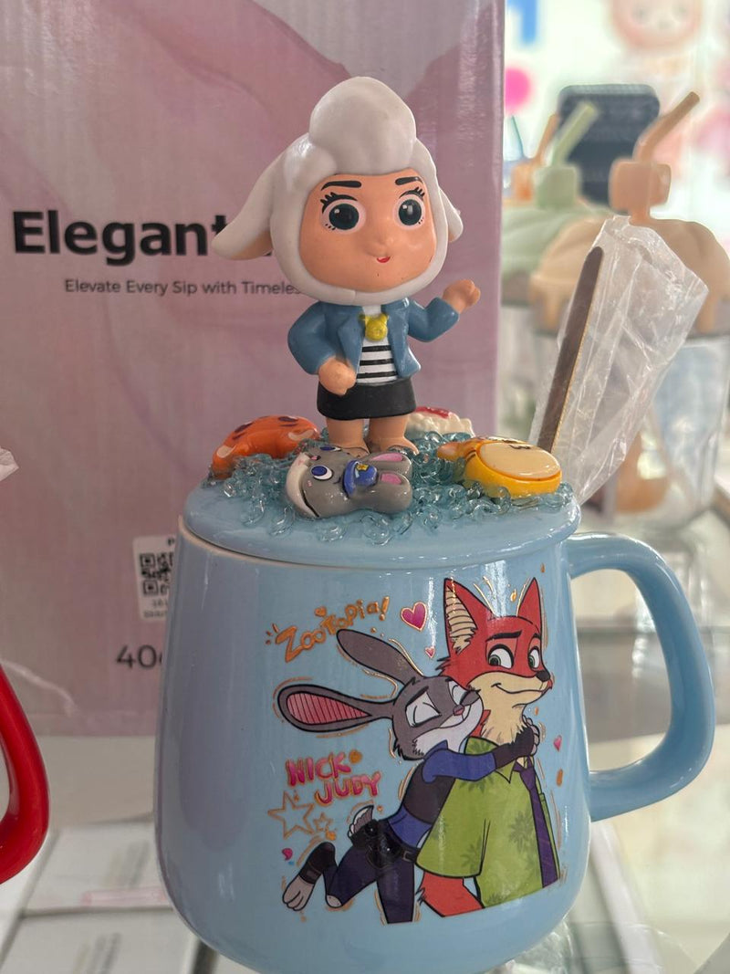 Cartoon Character Ceramic Mug with 3D Lid