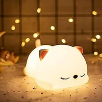 Snoring Cat Cute Silicone Touch Night Light & Bedside Lamp